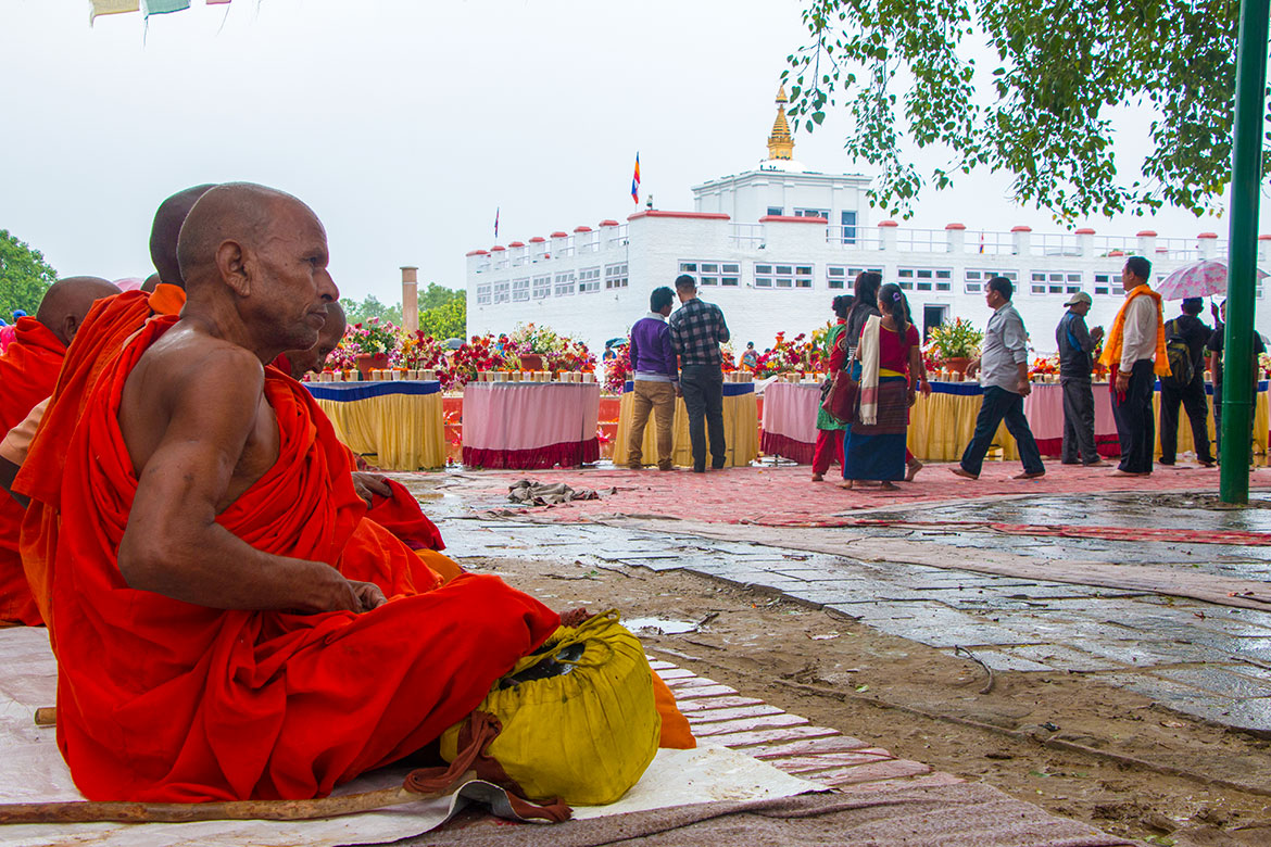 A rainy day in Lumbini, the place where, according to Buddhist tradition, in 563 BCE Queen Maya devi gave birth to Siddhartha Gautama, who later became the Gautama Buddha.